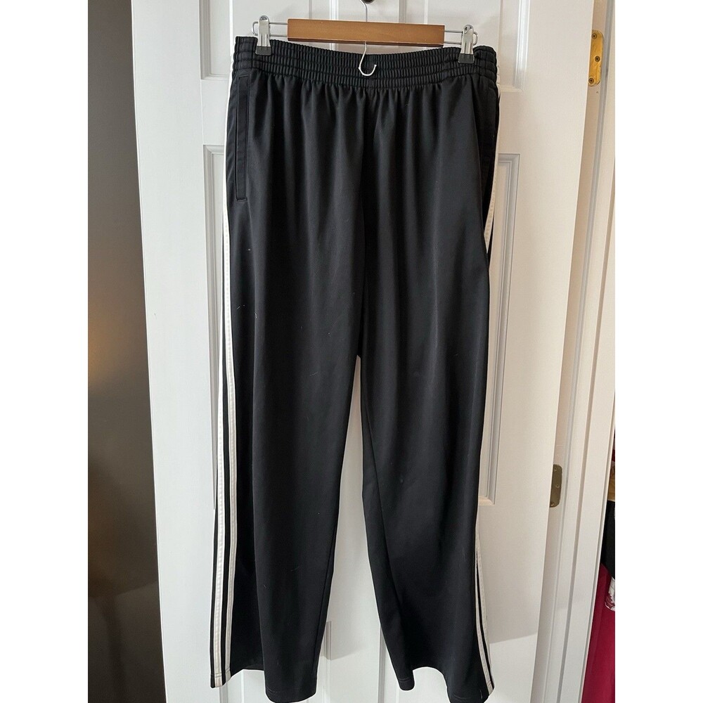 Adidas black Side Snap Warm Up Track Pants Mens pockets size L